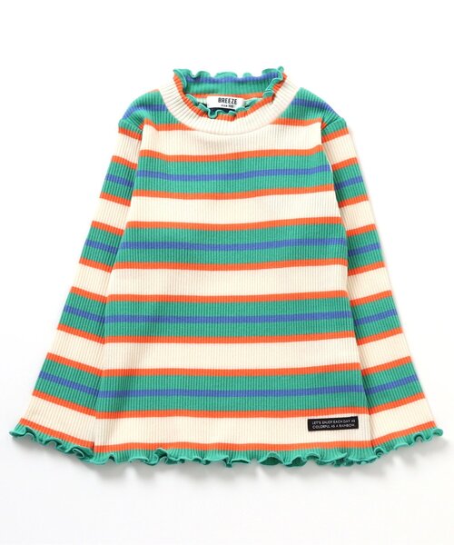 BREEZE(ブリーズ)の「ボーダーリブロンT(Tシャツ/カットソー・キッズ・ブラック/グリーン/ライム/ピンク・110/80/140/100/90/120/130)」の3枚目の写真