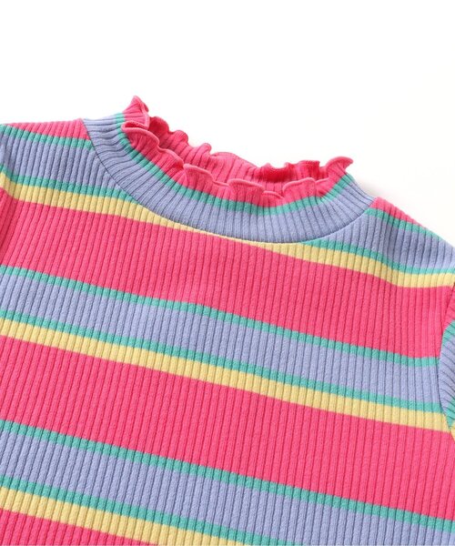BREEZE(ブリーズ)の「ボーダーリブロンT(Tシャツ/カットソー・キッズ・ブラック/グリーン/ライム/ピンク・110/80/140/100/90/120/130)」の7枚目の写真
