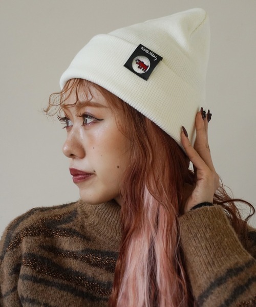 Keith Haring（キース・ヘリング）の「【Keith Haring｜キース・ヘリング】アートデザイン ニットキャップ（ニットキャップ/ビーニー・メンズ・ブラック系その他/グレー/ブラウン系その他/グレー系その他/ホワイト系その他/ブラック/ブラウン/オフホワイト/ミント/グリーン・FREE）」の3枚目の写真