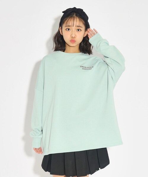 PINK-latte(ピンクラテ)の「◆バックグラフィックチュニックプルオーバー(Tシャツ/カットソー・キッズ・アイボリー/グリーン系・15 /16/14)」の15枚目の写真