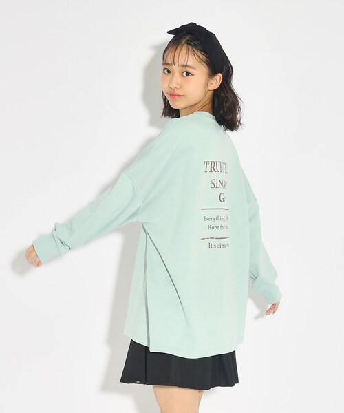 PINK-latte(ピンクラテ)の「◆バックグラフィックチュニックプルオーバー(Tシャツ/カットソー・キッズ・アイボリー/グリーン系・15 /16/14)」の16枚目の写真