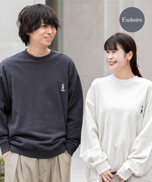 SENSE OF PLACE by URBAN RESEARCH(センスオブプレイスバイアーバンリサーチ)の「(別注)テディベアスウェットシャツ(スウェット・メンズ・チャコールグレー/オレンジ/オートミール・MEDIUM/LARGE)」の2枚目の写真