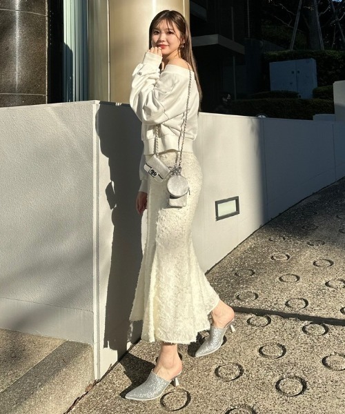 rienda（リエンダ）の「カットジャガードマーメイドスカート（スカート・レディース・アイボリー/ピンク/ブラック/ネイビー・SMALL/MEDIUM）」の5枚目の写真