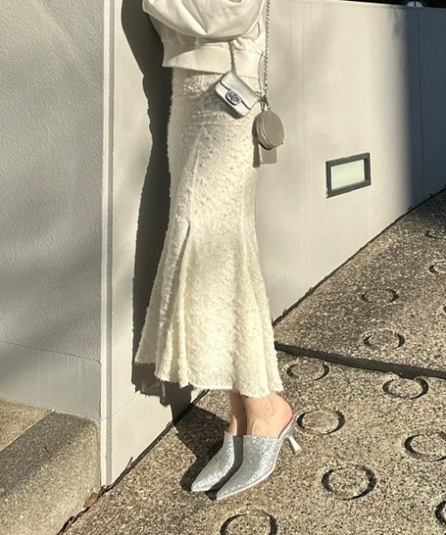 rienda（リエンダ）の「カットジャガードマーメイドスカート（スカート・レディース・アイボリー/ピンク/ブラック/ネイビー・SMALL/MEDIUM）」の7枚目の写真