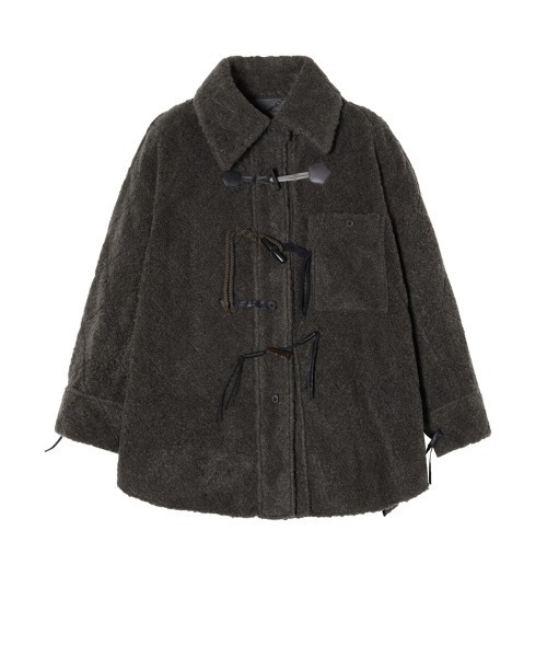 JNBY(ジェーエヌビーワイ)の「Diamond-shaped Embossed Wool-blend Duffle Jacket(ダッフルコート・レディース・ホワイト/ブラック・40/38/36)」の21枚目の写真
