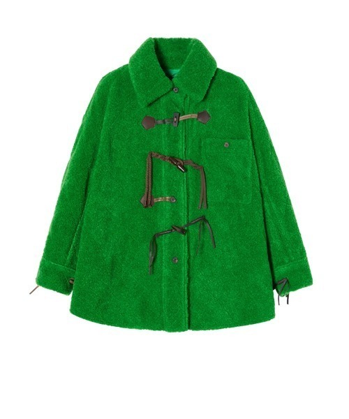 JNBY(ジェーエヌビーワイ)の「Diamond-shaped Embossed Wool-blend Duffle Jacket(ダッフルコート・レディース・ホワイト/ブラック・40/38/36)」の10枚目の写真