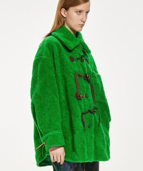 JNBY(ジェーエヌビーワイ)の「Diamond-shaped Embossed Wool-blend Duffle Jacket(ダッフルコート・レディース・ホワイト/ブラック・40/38/36)」の19枚目の写真