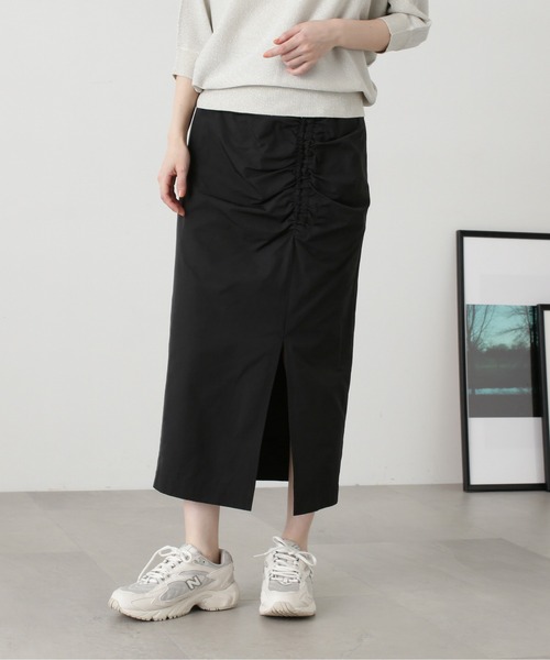 N.（N. Natural Beauty Basic）（エヌエヌナチュラルビューティーベーシック）の「◆サイドギャザーロングスカート（スカート・レディース・ブラック/ブラウン系その他・MEDIUM）」の3枚目の写真