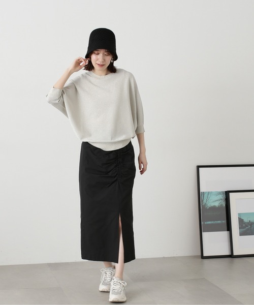 N.（N. Natural Beauty Basic）（エヌエヌナチュラルビューティーベーシック）の「◆サイドギャザーロングスカート（スカート・レディース・ブラック/ブラウン系その他・MEDIUM）」の6枚目の写真