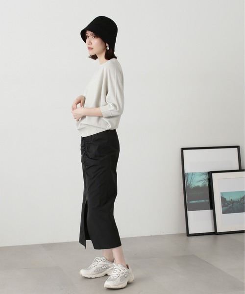 N.（N. Natural Beauty Basic）（エヌエヌナチュラルビューティーベーシック）の「◆サイドギャザーロングスカート（スカート・レディース・ブラック/ブラウン系その他・MEDIUM）」の7枚目の写真