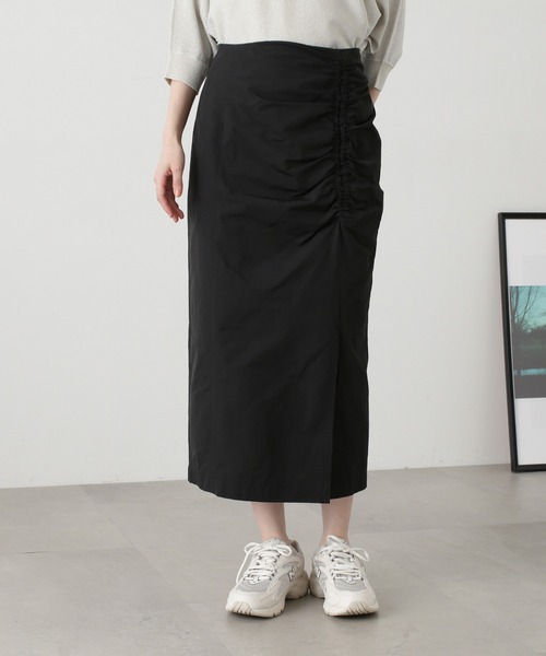 N.（N. Natural Beauty Basic）（エヌエヌナチュラルビューティーベーシック）の「◆サイドギャザーロングスカート（スカート・レディース・ブラック/ブラウン系その他・MEDIUM）」の8枚目の写真