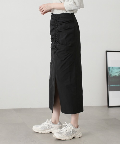 N.（N. Natural Beauty Basic）（エヌエヌナチュラルビューティーベーシック）の「◆サイドギャザーロングスカート（スカート・レディース・ブラック/ブラウン系その他・MEDIUM）」の10枚目の写真