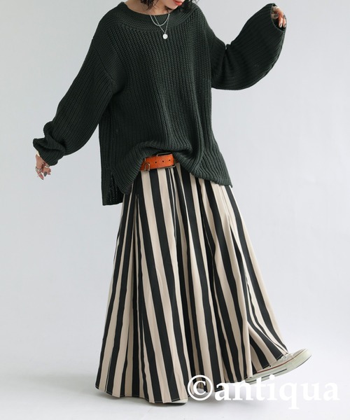 antiqua(アンティカ)の「ざっくりルーズニット(ニット/セーター・レディース・チャコールグレー/ベージュ・ONESIZE)」の8枚目の写真