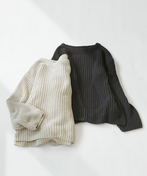 antiqua(アンティカ)の「ざっくりルーズニット(ニット/セーター・レディース・チャコールグレー/ベージュ・ONESIZE)」の15枚目の写真