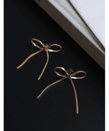 Re:EDIT | [2024SS COLLECTION][MEISM by Re:EDIT]チェーンリボンシェイプピアス(ピアス（両耳用）)