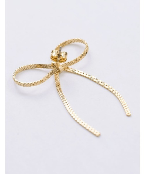 Re:EDIT（リエディ）の「[2024SS COLLECTION][MEISM by Re:EDIT]チェーンリボンシェイプピアス（ピアス（両耳用）・レディース・シルバー/ゴールド・FREE）」の6枚目の写真