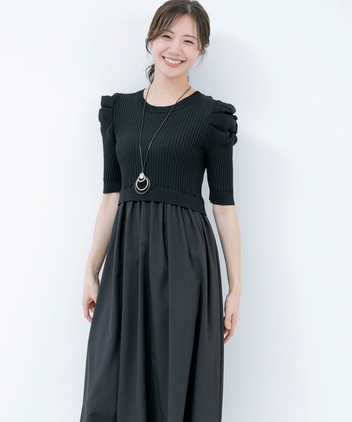 【セール】5分袖リブニットドッキングワンピース(ワンピース)|Jayro(ジャイロ)