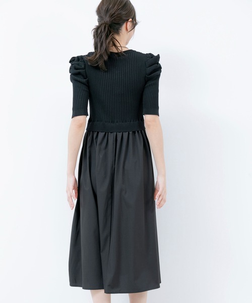【セール】5分袖リブニットドッキングワンピース（ワンピース）｜Jayro（ジャイロ）