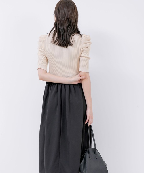 【セール】5分袖リブニットドッキングワンピース（ワンピース）｜Jayro（ジャイロ）