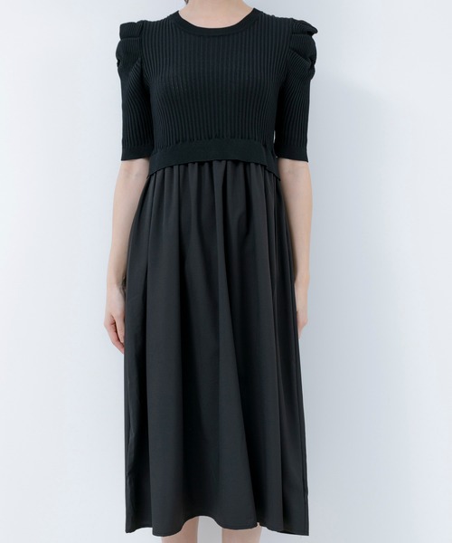 【セール】5分袖リブニットドッキングワンピース（ワンピース）｜Jayro（ジャイロ）