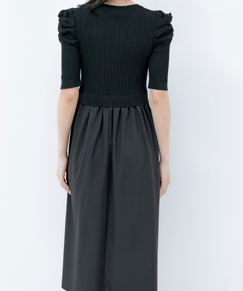 【セール】5分袖リブニットドッキングワンピース（ワンピース）｜Jayro（ジャイロ）