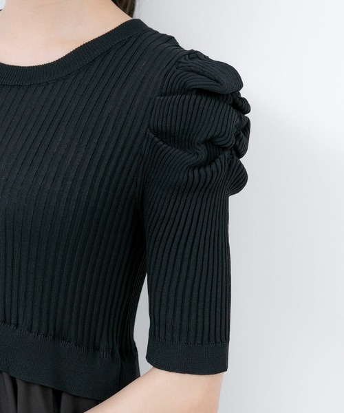 【セール】5分袖リブニットドッキングワンピース（ワンピース）｜Jayro（ジャイロ）