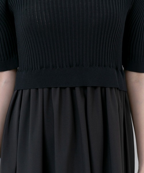 【セール】5分袖リブニットドッキングワンピース（ワンピース）｜Jayro（ジャイロ）