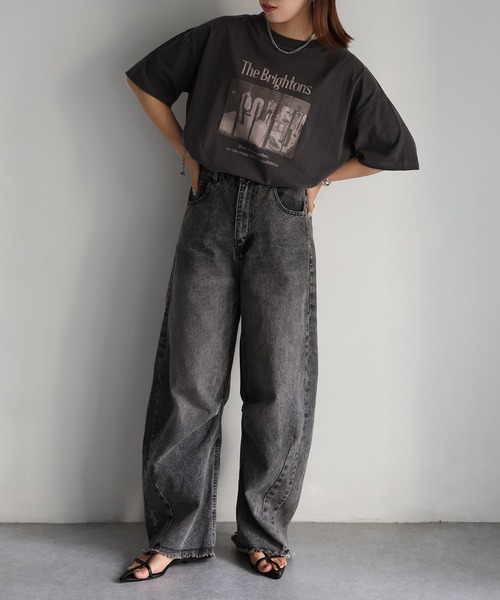 Riberry(リベリー)の「ロックフォトビッグTシャツ(Tシャツ/カットソー・レディース・チャコールグレー/ホワイト×グリーン/ホワイト×レッド・FREE)」の19枚目の写真