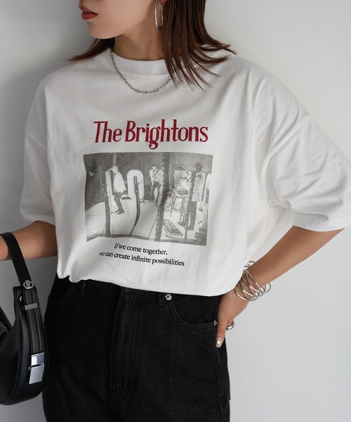 Riberry(リベリー)の「ロックフォトビッグTシャツ(Tシャツ/カットソー・レディース・チャコールグレー/ホワイト×グリーン/ホワイト×レッド・FREE)」の8枚目の写真
