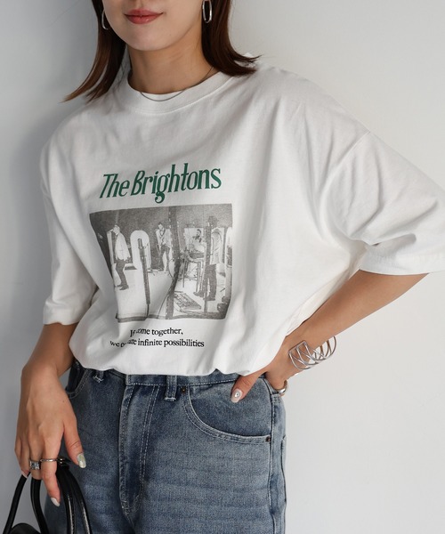Riberry(リベリー)の「ロックフォトビッグTシャツ(Tシャツ/カットソー・レディース・チャコールグレー/ホワイト×グリーン/ホワイト×レッド・FREE)」の12枚目の写真