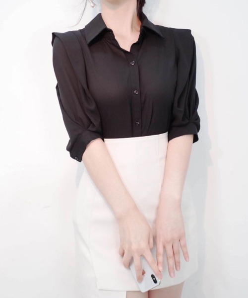 専用♡カナダ ふわふわシルクシフォンシャツプレゼント♡美形パフスリーブ ご成約》カナダ ふわふわシルクシフォンシャツプレゼント♡美形