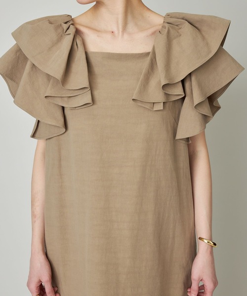 カレンソロジー　コットンリネンフリルスリーブワンピース WEB限定　新作 Curensology｜【WEB限定】コットンリネンフリルスリーブ