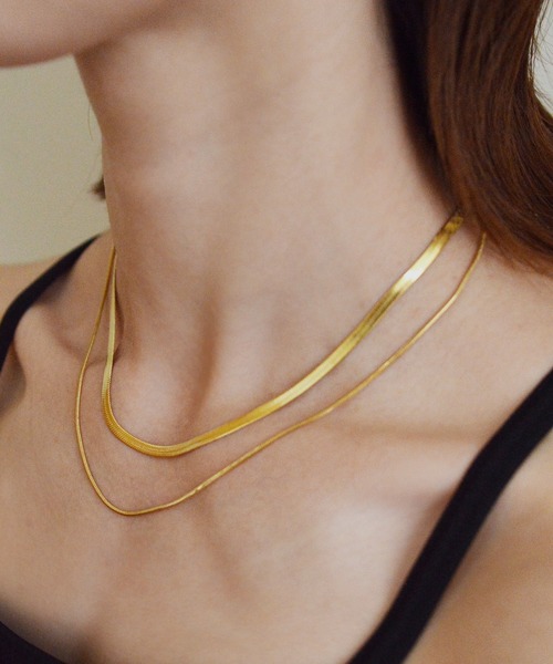 styiro（スタイロ）の「金属アレルギー対応 2連スネークチェーンステンレスネックレス≪水に強く変色しにくい≫（ネックレス・レディース・シルバー/ゴールド・FREE）」の2枚目の写真