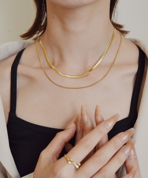 styiro（スタイロ）の「金属アレルギー対応 2連スネークチェーンステンレスネックレス≪水に強く変色しにくい≫（ネックレス・レディース・シルバー/ゴールド・FREE）」の3枚目の写真