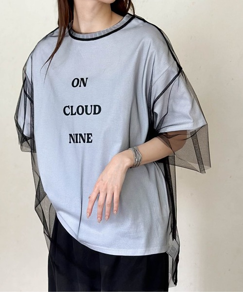 Per sist ence(パーシエンス)の「ロゴT×チュールTシャツアンサンブル(Tシャツ/カットソー・レディース・ホワイト×ブラック/オフホワイト/ブラック/グレー・FREE)」の2枚目の写真