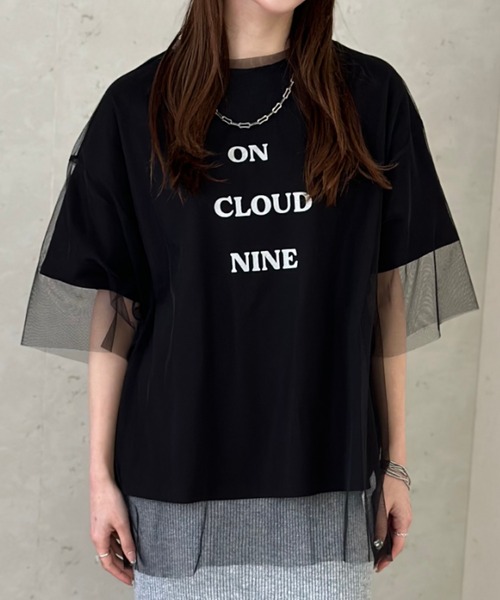 Per sist ence(パーシエンス)の「ロゴT×チュールTシャツアンサンブル(Tシャツ/カットソー・レディース・ホワイト×ブラック/オフホワイト/ブラック/グレー・FREE)」の3枚目の写真