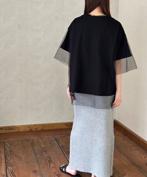 Per sist ence(パーシエンス)の「ロゴT×チュールTシャツアンサンブル(Tシャツ/カットソー・レディース・ホワイト×ブラック/オフホワイト/ブラック/グレー・FREE)」の10枚目の写真