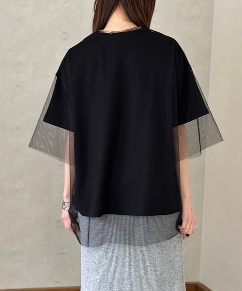 Per sist ence(パーシエンス)の「ロゴT×チュールTシャツアンサンブル(Tシャツ/カットソー・レディース・ホワイト×ブラック/オフホワイト/ブラック/グレー・FREE)」の11枚目の写真