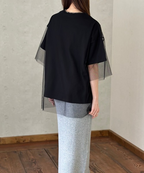 Per sist ence(パーシエンス)の「ロゴT×チュールTシャツアンサンブル(Tシャツ/カットソー・レディース・ホワイト×ブラック/オフホワイト/ブラック/グレー・FREE)」の12枚目の写真