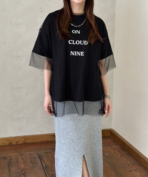 Per sist ence(パーシエンス)の「ロゴT×チュールTシャツアンサンブル(Tシャツ/カットソー・レディース・ホワイト×ブラック/オフホワイト/ブラック/グレー・FREE)」の15枚目の写真