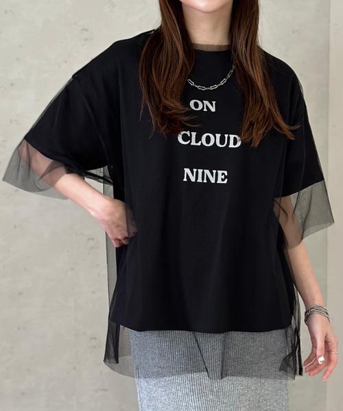 Per sist ence(パーシエンス)の「ロゴT×チュールTシャツアンサンブル(Tシャツ/カットソー・レディース・ホワイト×ブラック/オフホワイト/ブラック/グレー・FREE)」の16枚目の写真