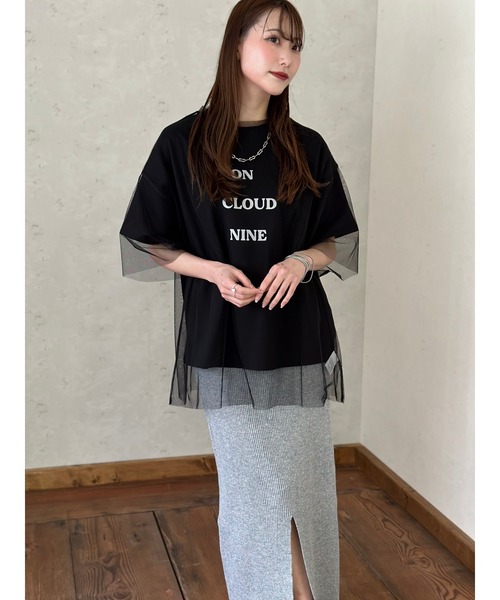 Per sist ence(パーシエンス)の「ロゴT×チュールTシャツアンサンブル(Tシャツ/カットソー・レディース・ホワイト×ブラック/オフホワイト/ブラック/グレー・FREE)」の18枚目の写真
