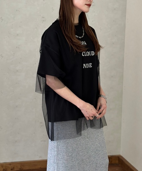 Per sist ence(パーシエンス)の「ロゴT×チュールTシャツアンサンブル(Tシャツ/カットソー・レディース・ホワイト×ブラック/オフホワイト/ブラック/グレー・FREE)」の20枚目の写真