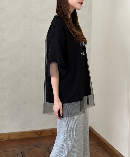 Per sist ence(パーシエンス)の「ロゴT×チュールTシャツアンサンブル(Tシャツ/カットソー・レディース・ホワイト×ブラック/オフホワイト/ブラック/グレー・FREE)」の21枚目の写真