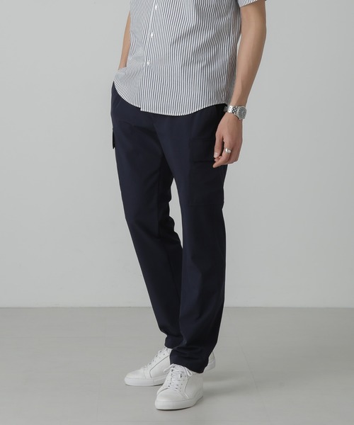 NANO universe(ナノユニバース)の「「N trousers」スリムストレッチ カーゴパンツ(カーゴパンツ・メンズ・ネイビー/チャコール・S/M/L)」の2枚目の写真