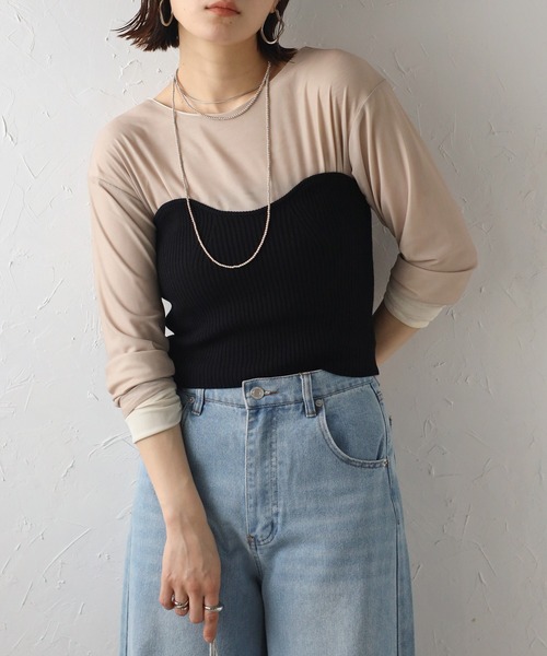 Bonjour Sagan(ボンジュールサガン)の「リバーシブルシアートップス(Tシャツ/カットソー・レディース・ベージュ/オレンジ/スカイブルー/ミント/ラベンダー・FREE)」の2枚目の写真