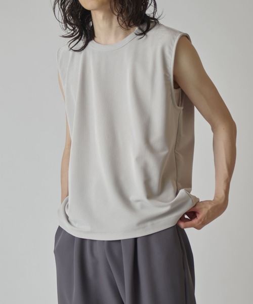 Lui's（ルイス）の「コードピケノースリーブカットソー（Tシャツ/カットソー・メンズ・ブルー/ブラック/ホワイト/ライトグレー・S/M）」の4枚目の写真