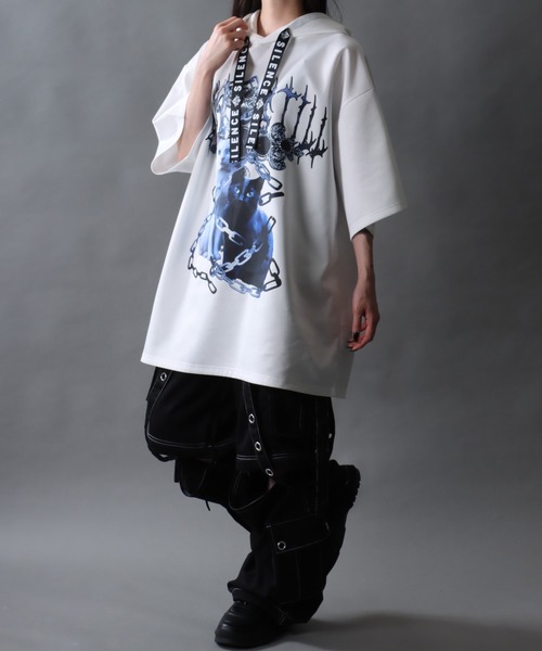SITRY(シトリー)の「Darkness Bear & Cat Sweat Hoodie/病みくま 病みねこ スウェット フーディー 半袖Tパーカー レディース メンズ(パーカー・メンズ・ブルー系その他/サックスブルー/ブラック/ブラック系その他/ホワイト/ホワイト系その他・L/M)」の18枚目の写真