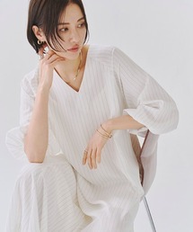 [RASW]インナー付きストライプボリュームワンピース