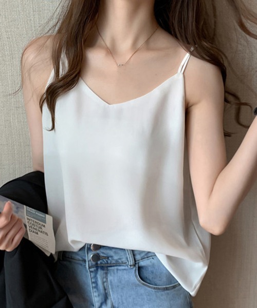 Miniministore(ミニミニストア)の「シフォン キャミソール バッククロス 夏(キャミソール・レディース・ホワイト/ブラック・FREE)」の14枚目の写真